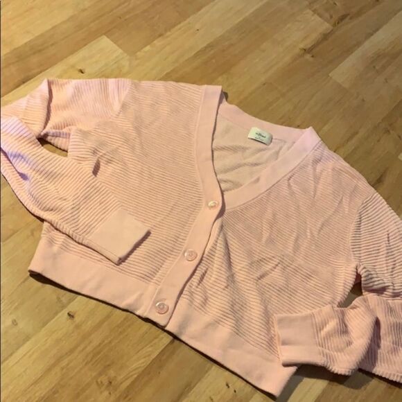 Wilfred for Aritzia light pink button down cropped cardigan size s - Picture 3 of 6